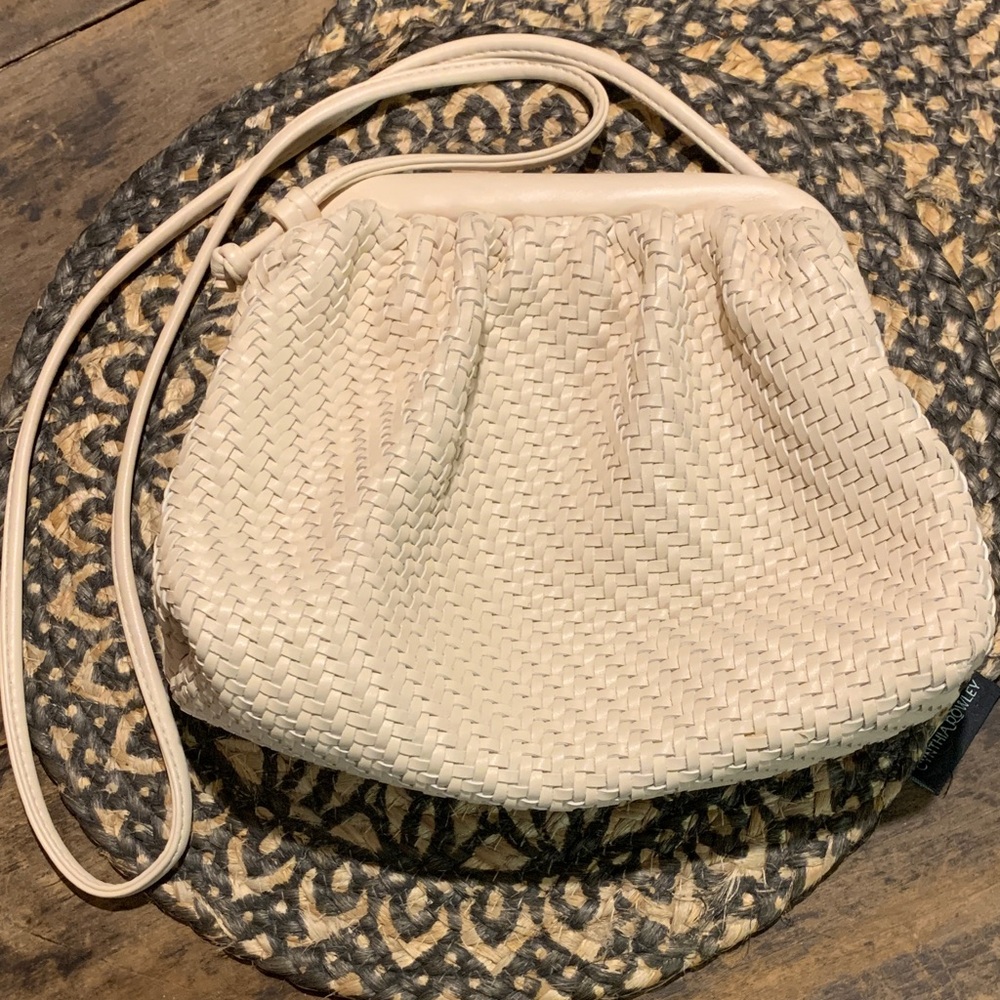 Anthropologie Cream Woven Crossbody Bag
